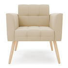 Poltrona Elisa Suede Bege Pés Palito Natural D03 - D'rossi