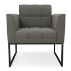 Poltrona Elisa Suede Grafite Base Metálica Industrial Preto D