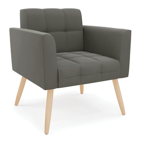 Poltrona Elisa Suede Grafite Pés Palito Natural D03 - D'rossi