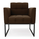 Poltrona Elisa Suede Marrom Base Metálica Industrial Preto D0