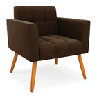Poltrona Elisa Suede Marrom Pés Palito Castanho D03 - D'rossi