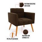 Poltrona Elisa Suede Marrom Pés Palito Castanho D03 - D'rossi