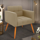 Poltrona Elisa Suede Marrom Rato Pés Palito Castanho D03 - D'