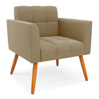 Poltrona Elisa Suede Marrom Rato Pés Palito Castanho D03 - D'