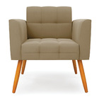 Poltrona Elisa Suede Marrom Rato Pés Palito Castanho D03 - D'