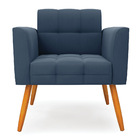 Poltrona Elisa Suede Pés Palito Castanho D'rossi - Azul Marin