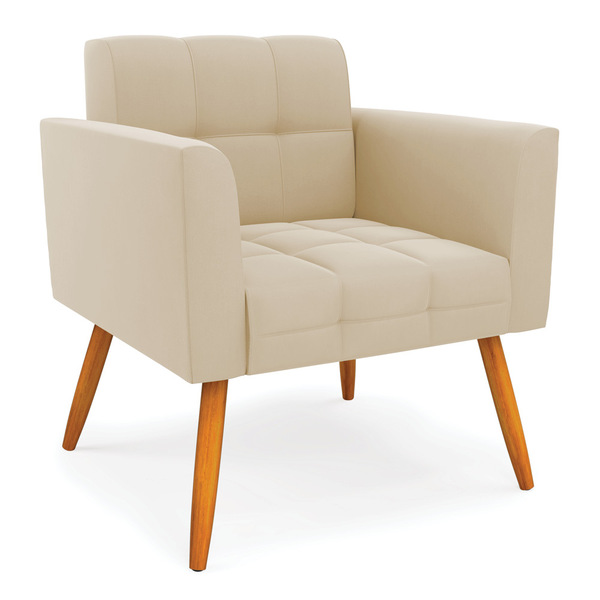 Poltrona Elisa Suede Pés Palito Castanho D'rossi - Bege