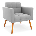 Poltrona Elisa Suede Pés Palito Castanho D'rossi - Cinza