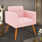 Poltrona Elisa Suede Pés Palito Castanho D'rossi - Rosa Bebê