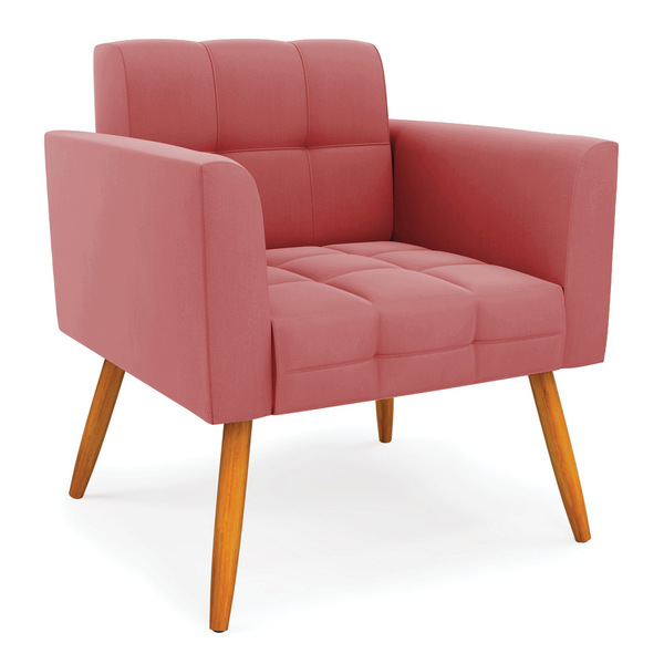 Poltrona Elisa Suede Pés Palito Castanho D'rossi - Rose