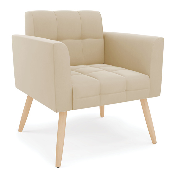 Poltrona Elisa Suede Pés Palito Natural D03 - D'rossi - Bege