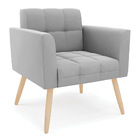 Poltrona Elisa Suede Pés Palito Natural D03 - D'rossi - Cinza