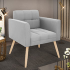 Poltrona Elisa Suede Pés Palito Natural D03 - D'rossi - Cinza