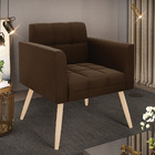 Poltrona Elisa Suede Pés Palito Natural D03 - D'rossi - Marrom