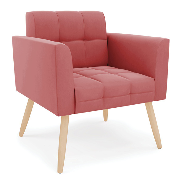 Poltrona Elisa Suede Pés Palito Natural D03 - D'rossi - Rose