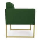 Poltrona Elisa Suede Verde Base Metálica Industrial Dourado D