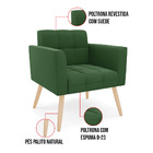 Poltrona Elisa Suede Verde Pés Palito Natural D03 - D'rossi