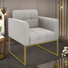 Poltrona Elisa Veludo Base Metálica Industrial Dourado D03 -