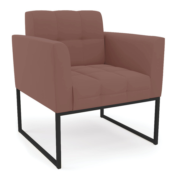 Poltrona Elisa Veludo Base Metálica Industrial Preto D03 - D'