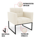 Poltrona Elisa Veludo Base Metálica Industrial Preto D03 - D'