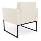 Poltrona Elisa Veludo Bege Base Metálica Industrial Preto D03