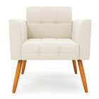 Poltrona Elisa Veludo Bege Pés Palito Castanho D03 - D'rossi