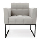 Poltrona Elisa Veludo Cinza Base Metálica Industrial Preto D0