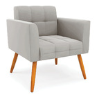 Poltrona Elisa Veludo Cinza Pés Palito Castanho D03 - D'rossi