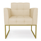 Poltrona Elisa Veludo Luxo Base Metálica Industrial Dourado -