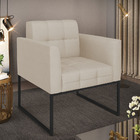 Poltrona Elisa Veludo Luxo Base Metálica Industrial Preto - D