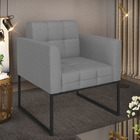 Poltrona Elisa Veludo Luxo Grafite A131 Base Metálica Industr