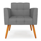 Poltrona Elisa Veludo Luxo Grafite A131 Pés Palito Castanho -