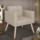 Poltrona Elisa Veludo Luxo Pés Palito Natural - D'rossi - A13