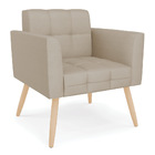 Poltrona Elisa Veludo Luxo Prata A130 Pés Palito Natural - D'