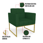 Poltrona Elisa Veludo Luxo Verde A136 Base Metálica Industria