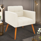 Poltrona Elisa Veludo Pés Palito Castanho D03 - D'rossi - Bege