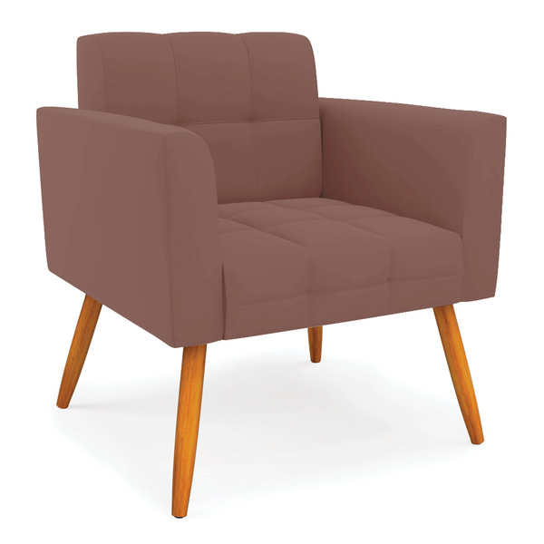 Poltrona Elisa Veludo Pés Palito Castanho D03 - D'rossi - Rose
