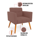 Poltrona Elisa Veludo Pés Palito Castanho D03 - D'rossi - Rose