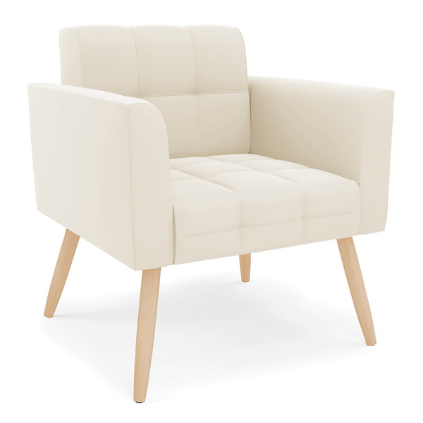 Poltrona Elisa Veludo Pés Palito Natural D03 - D'rossi - Bege