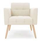 Poltrona Elisa Veludo Pés Palito Natural D03 - D'rossi - Bege