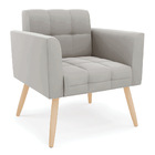 Poltrona Elisa Veludo Pés Palito Natural D03 - D'rossi - Cinza