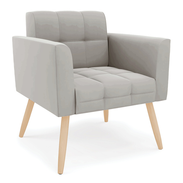 Poltrona Elisa Veludo Pés Palito Natural D03 - D'rossi - Cinza