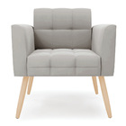 Poltrona Elisa Veludo Pés Palito Natural D03 - D'rossi - Cinza