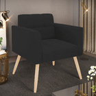 Poltrona Elisa Veludo Pés Palito Natural D03 - D'rossi - Preto