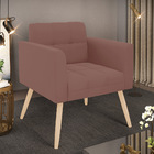 Poltrona Elisa Veludo Pés Palito Natural D03 - D'rossi - Rose