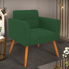 Poltrona Elisa Veludo Verde Pés Palito Castanho D03 - D'rossi