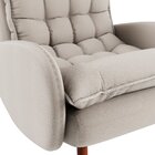 Poltrona Eloá Plus Com Puff Linho Para Sala De Estar Bege