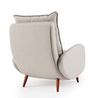 Poltrona Eloá Plus Com Puff Linho Para Sala De Estar Bege
