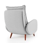 Poltrona Eloá Plus Com Puff Linho Para Sala De Estar Cinza