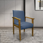 Poltrona Eloisa Suede Base De Madeira Castanho - Azul Marinho